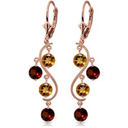 ALARRI 4.6 Carat 14K Solid Rose Gold Garnet Cirine Drop Earrings