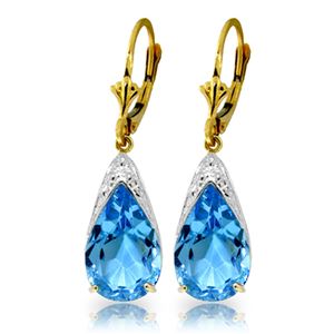 ALARRI 12 CTW 14K Solid Gold Bluette Blue Topaz Earrings