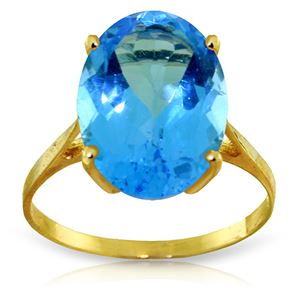 ALARRI 8 CTW 14K Solid Gold Ring Natural Oval Blue Topaz