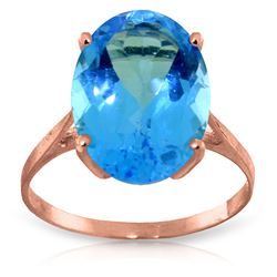 ALARRI 8 CTW 14K Solid Rose Gold Ring Natural Oval Blue Topaz