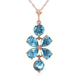 ALARRI 3.15 Carat 14K Solid Rose Gold Petals Blue Topaz Necklace