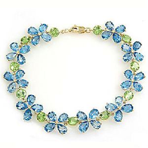 ALARRI 20.7 Carat 14K Solid Gold Bracelet Blue Topaz Peridot