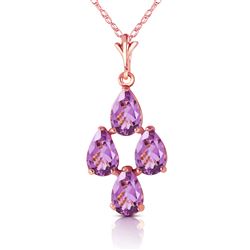 ALARRI 3 Carat 14K Solid Rose Gold Pear Amethyst Leverback Earrings