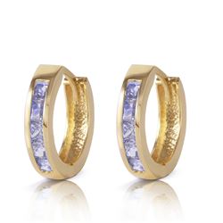 ALARRI 0.95 CTW 14K Solid Gold Huggie Hoop Earrings Tanzanite