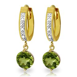 ALARRI 2.63 CTW 14K Solid Gold Hoop Earrings Diamond Peridot