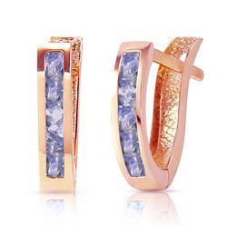 ALARRI 0.95 Carat 14K Solid Rose Gold Tanzanite Huggie Oval Earrings