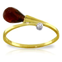 ALARRI 1.51 Carat 14K Solid Gold Ring Diamond Briolette Garnet