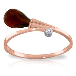 ALARRI 1.51 CTW 14K Solid Rose Gold Ring Diamond Briolette Garnet