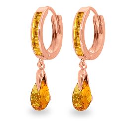 ALARRI 3.3 Carat 14K Solid Rose Gold Hoops Earrings Dangling Citrine