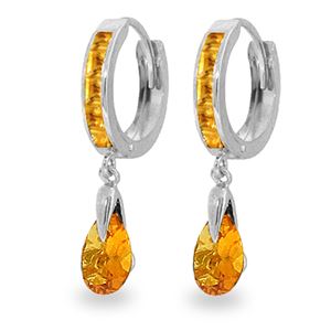 ALARRI 3.3 CTW 14K Solid White Gold Hoops Earrings Dangling Citrine