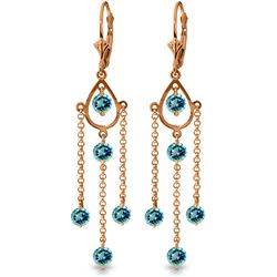 ALARRI 14K Solid Rose Gold Chandelier Earrings w/ Blue Topaz