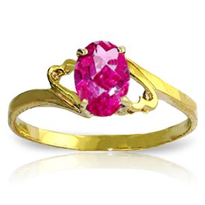 ALARRI 1 Carat 14K Solid Gold Ring Natural Pink Topaz