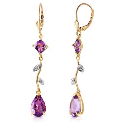 ALARRI 3.97 Carat 14K Solid Gold Chandelier Earrings Natural Diamond Amethyst