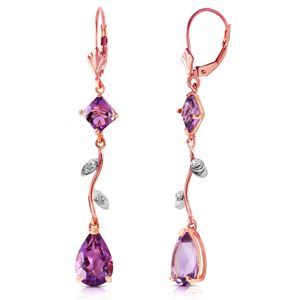 ALARRI 3.97 CTW 14K Solid Rose Gold Chandelier Earrings Natural Diamond Amethyst