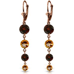 ALARRI 14K Solid Rose Gold Chandelier Earrings w/ Garnets & Citrines
