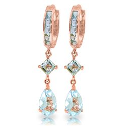 ALARRI 5.62 Carat 14K Solid Rose Gold Huggie Earrings Dangling Aquamarine