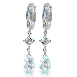 ALARRI 5.62 Carat 14K Solid White Gold Huggie Earrings Dangling Aquamarine