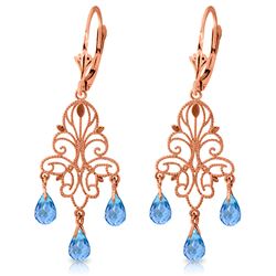 ALARRI 3.75 Carat 14K Solid Rose Gold Chandelier Earrings Natural Blue Topaz