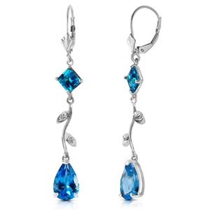 ALARRI 3.97 Carat 14K Solid White Gold Chandelier Earrings Natural Diamond Blue Topaz
