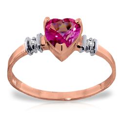 ALARRI 14K Solid Rose Gold Ring w/ Natural Pink Topaz & Diamond