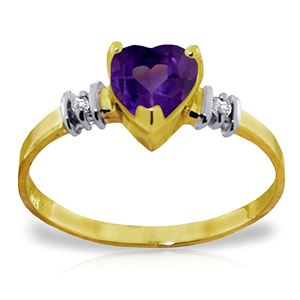 ALARRI 0.98 Carat 14K Solid Gold Ring Natural Purple Amethyst Diamond