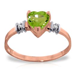 ALARRI 14K Solid Rose Gold Ring w/ Natural Peridot & Diamonds