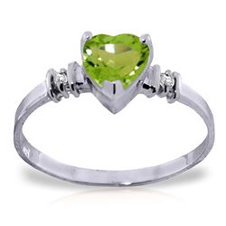 ALARRI 14K Solid White Gold Ring w/ Natural Peridot & Diamonds