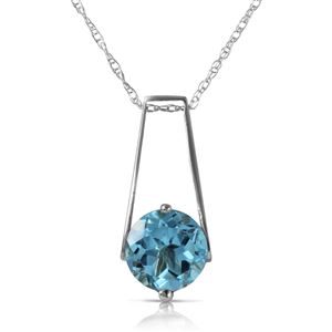 ALARRI 1.45 Carat 14K Solid White Gold Make Your Day Blue Topaz Necklace