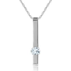 ALARRI 0.25 Carat 14K Solid White Gold Partners In Love Aquamarine Necklace