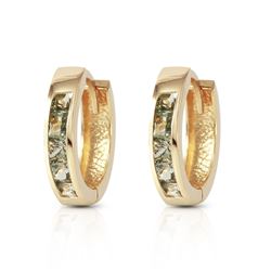 ALARRI 1.3 Carat 14K Solid Gold Hoop Earrings Natural Green Sapphire