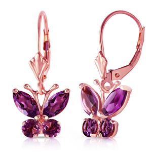 ALARRI 1.24 CTW 14K Solid Rose Gold Butterfly Earrings Natural Amethyst