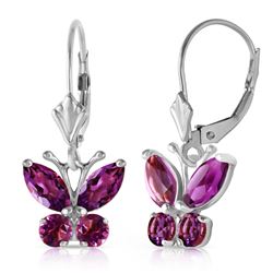 ALARRI 1.24 CTW 14K Solid White Gold Butterfly Earrings Natural Amethyst