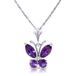 ALARRI 0.6 CTW 14K Solid White Gold Butterfly Necklace Purple Amethyst