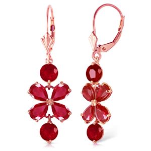 ALARRI 5.32 CTW 14K Solid Rose Gold Chandelier Earrings Natural Ruby