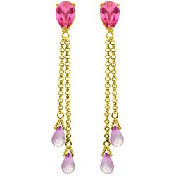 ALARRI 7.5 Carat 14K Solid Gold Chandelier Earrings Pink Topaz