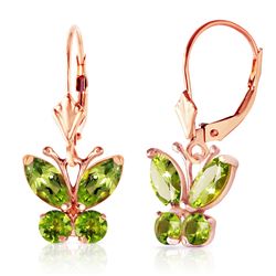 ALARRI 1.24 Carat 14K Solid Rose Gold Butterfly Earrings Peridot