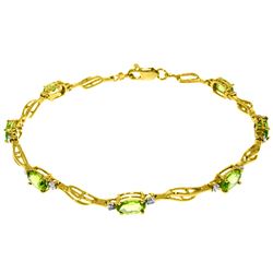 ALARRI 3.39 Carat 14K Solid Gold Tennis Bracelet Peridot Diamond