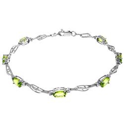 ALARRI 3.39 CTW 14K Solid White Gold Tennis Bracelet Peridot Diamond