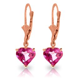 ALARRI 3.25 Carat 14K Solid Rose Gold Leverback Earrings Pink Topaz