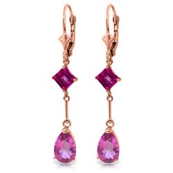 ALARRI 4.95 CTW 14K Solid Rose Gold Chandelier Earrings Pink Topaz