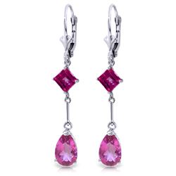 ALARRI 4.95 Carat 14K Solid White Gold Chandelier Earrings Pink Topaz