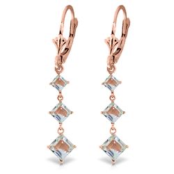 ALARRI 4.79 Carat 14K Solid Rose Gold Earrings Square Cut Aquamarine