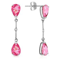 ALARRI 7.01 CTW 14K Solid White Gold Diamond Pink Topaz Dangling Earrings