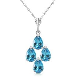 ALARRI 1.5 Carat 14K Solid White Gold Good Beginnings Blue Topaz Necklace