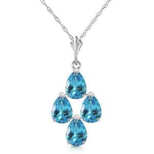 ALARRI 1.5 Carat 14K Solid White Gold Good Beginnings Blue Topaz Necklace