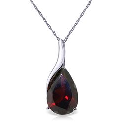 ALARRI 4.7 CTW 14K Solid White Gold Necklace Pear Shape Natural Garnet