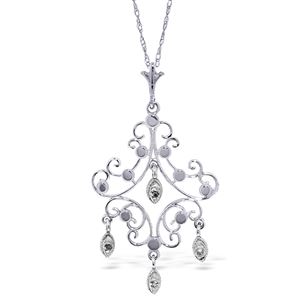 ALARRI 0.02 Carat 14K Solid White Gold Chandelier Necklace Diamond