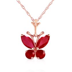 ALARRI 0.6 Carat 14K Solid Rose Gold Butterfly Necklace Natural Ruby