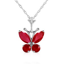 ALARRI 0.6 Carat 14K Solid White Gold Butterfly Necklace Natural Ruby