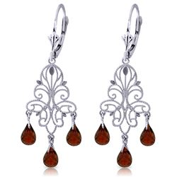 ALARRI 3.75 Carat 14K Solid White Gold Chandelier Earrings Natural Garnet